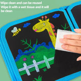 Erasable Doodle Slate Painting Kit for Kids Drawing Book with Wet Wipes & Colors for Kids