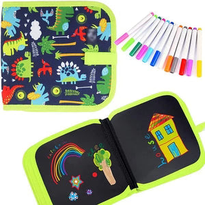 Erasable Doodle Slate Painting Kit for Kids Drawing Book with Wet Wipes & Colors for Kids